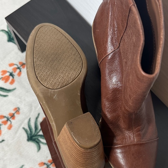 Bandalino Brown Leather Ankle Boots - Classic Stack Heel - Picture 2 of 5